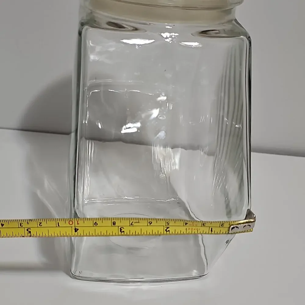 County Goose Hexagonal Clear Glass Storage Jar Wooden Lid Canister
